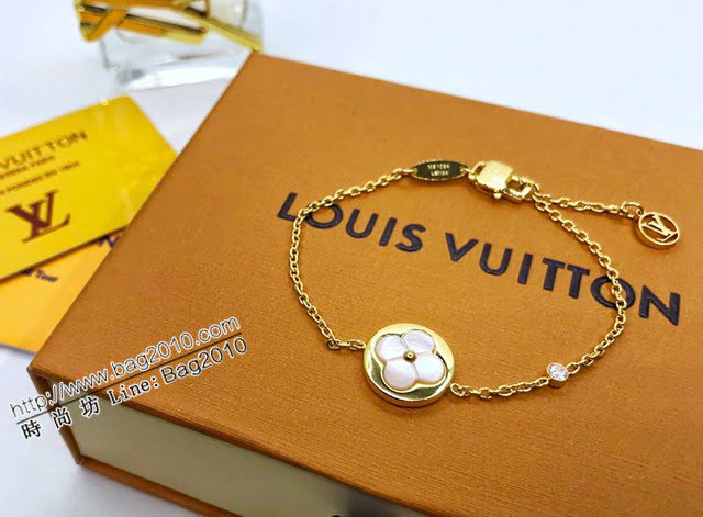 Louis Vuitton新款飾品 路易威登經典單花手鏈 LV天然白貝母四葉草手鏈  zglv2138